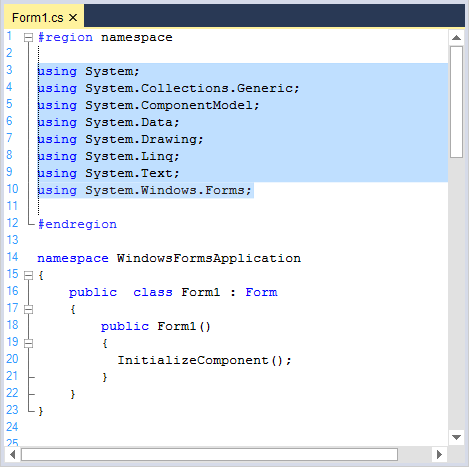 Select content in syntax editor