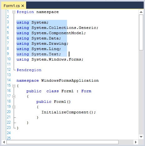 Select block of contents in syntax editor