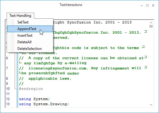 Append text in syntax editor