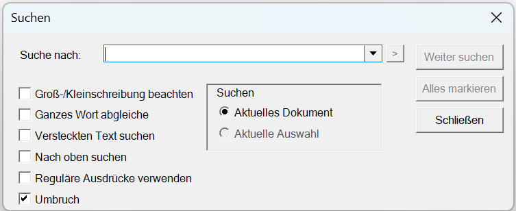 Localized find dialog box in Syntax Editor