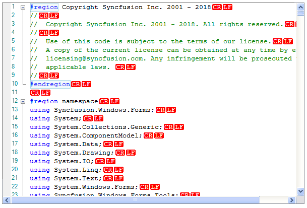 Customizing end of line appearance