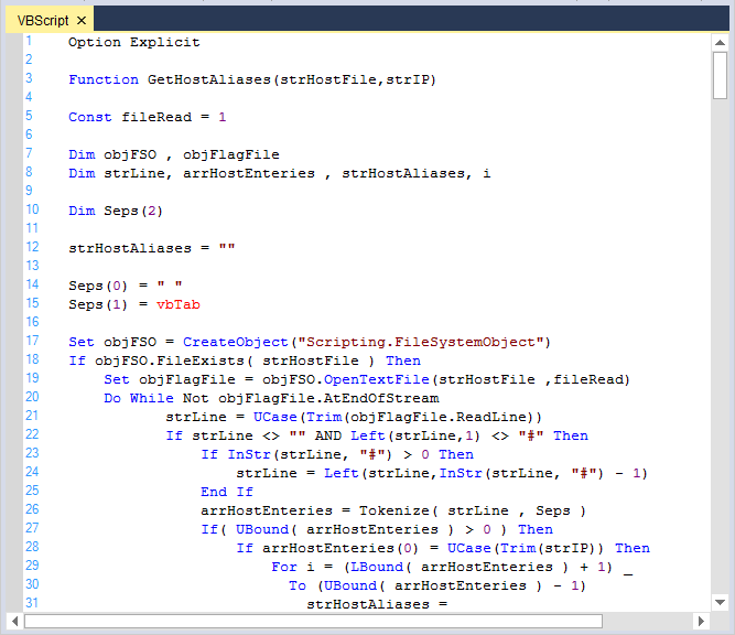 VB Script syntax highlighting in syntax editor