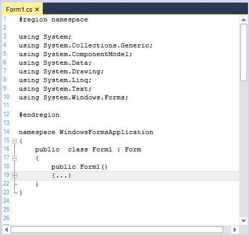 Outlining collapsers in syntax editor