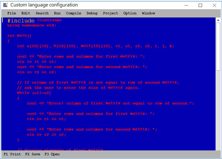 Highlight the keywords in syntax editor