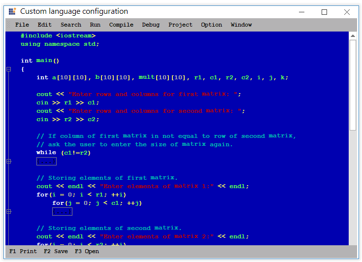 Collapsible region in syntax editor