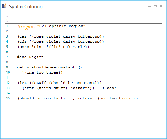 Highlight regions in syntax editor