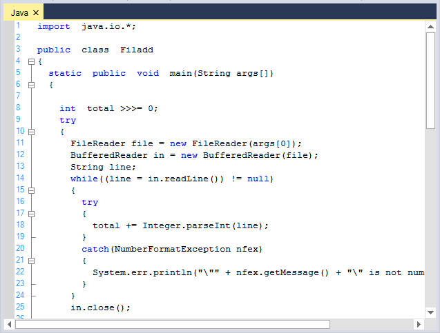 Java syntax highlighting in syntax editor