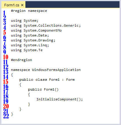 Customize line number appearance in syntax editor