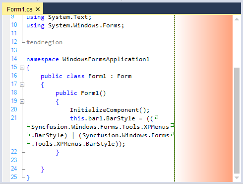 Margin for word wrap in syntax editor