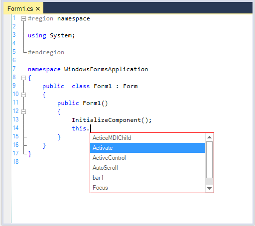 Context choice border color customized in WindowsForms Syntax Editor