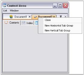 Tab item context menu