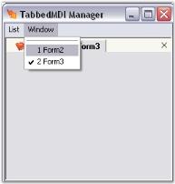 Tab item has menu item