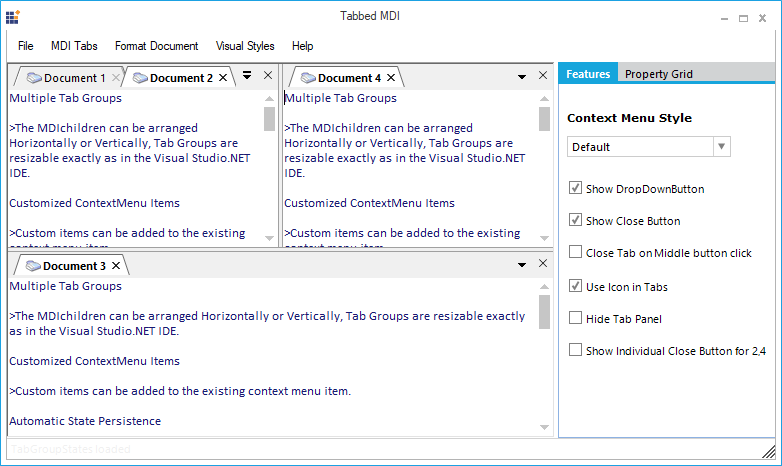 Workbook mode tab style