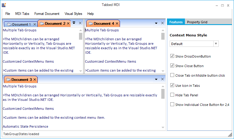 OneNoteStyleFlatTabsStyle tab style