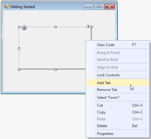 tabs added using add tab option