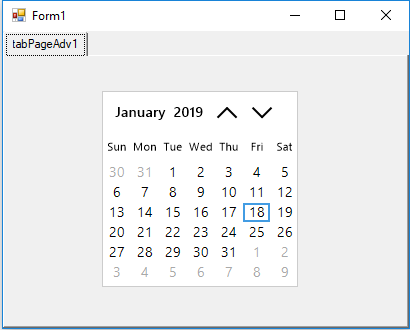 calendar control added in tab page