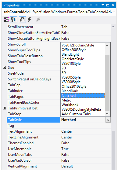 Custom TabRenderer entry in the TabStyle editor list
