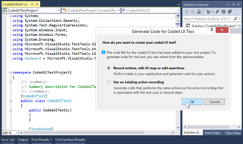 Generate code for coded ui test