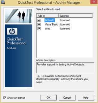 Select check box under Add-in header
