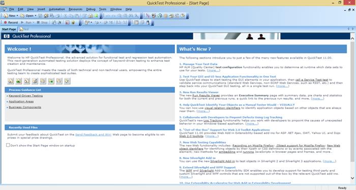 QTP start page