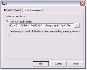 Set the result location in Run dialog box
