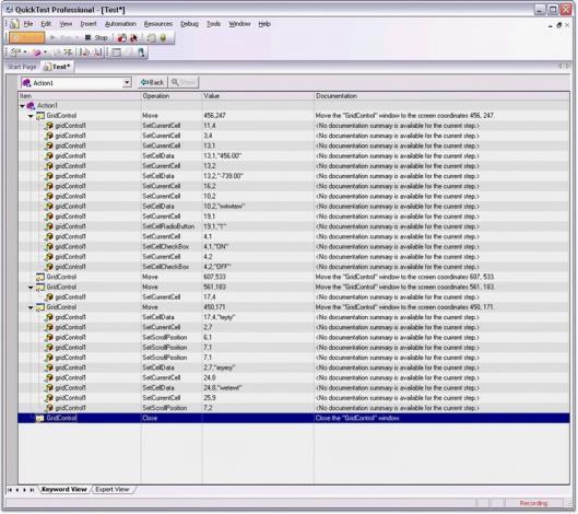 Test items are listed in tree view format