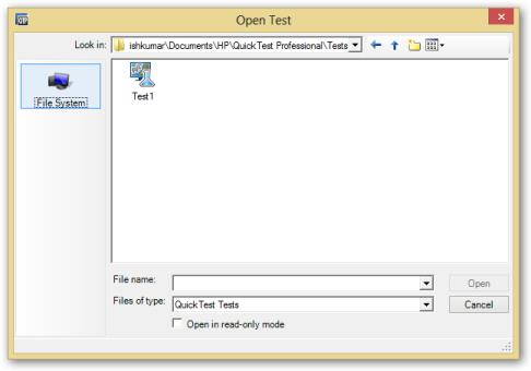 Open the saved test