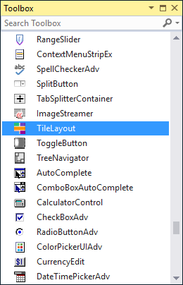 Search WindowsForms Tile Layout control in toolbox