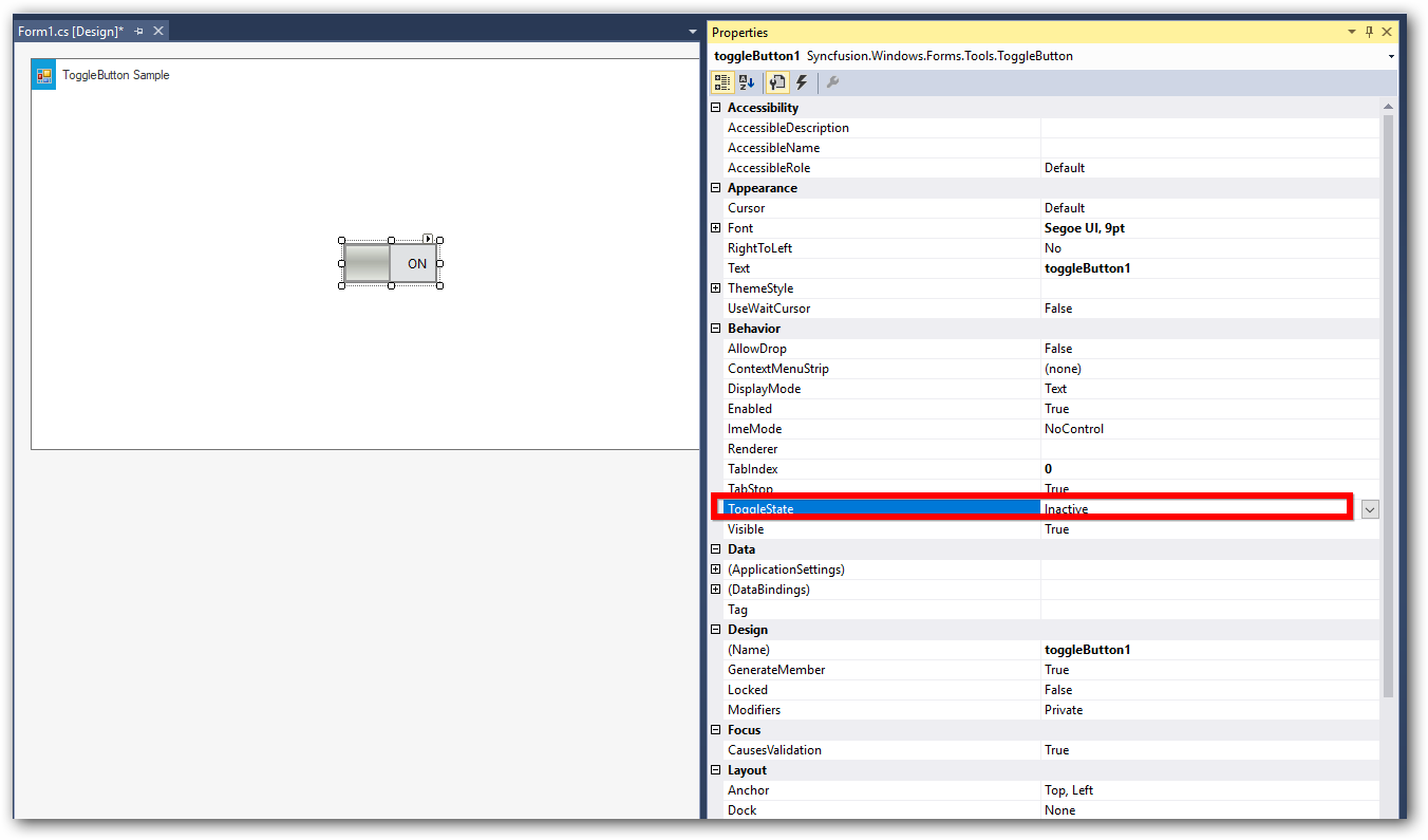 Windows Form ToggleButton dependency Assembly reference