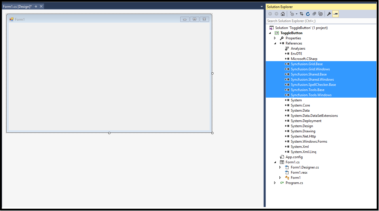 Windows Form ToggleButton through designer
