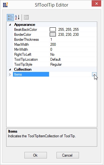 Shown the tooltip editor customize the tooltipitems for the control in winforms tooltip