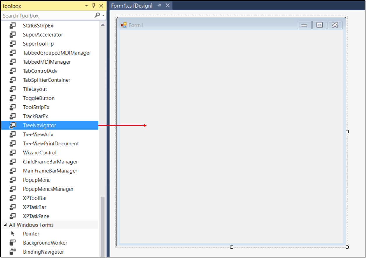 Adding Tree Navigator Control Via Designer