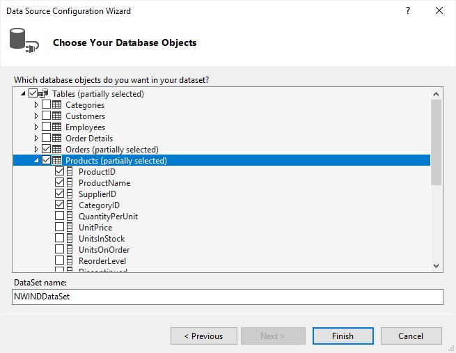 WinForms TreeViewAdv data base objects choosing through the visual studio