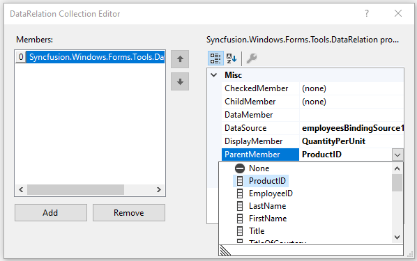 WinForms TreeViewAdv parent member choosing through the DataRelations collection editor