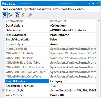 WinForms TreeViewAdv parent member choosing through the visual studio