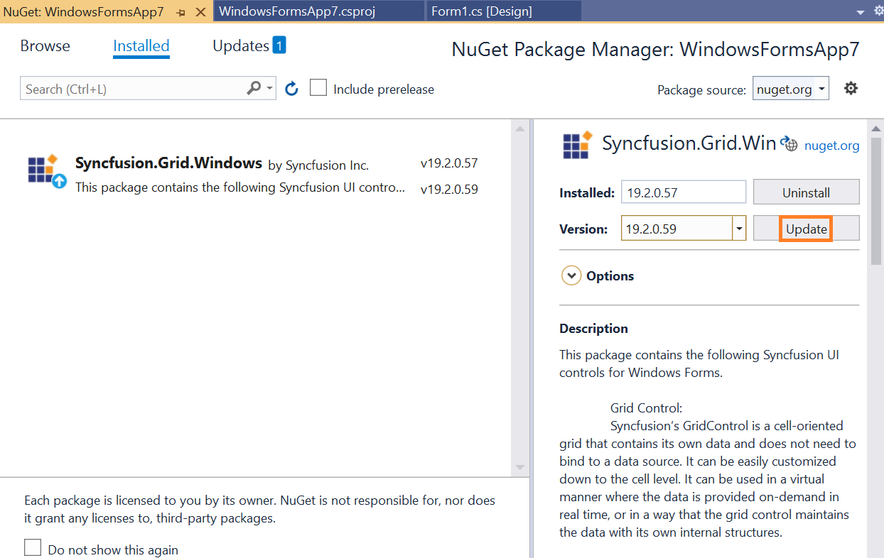 Winforms Upgrade