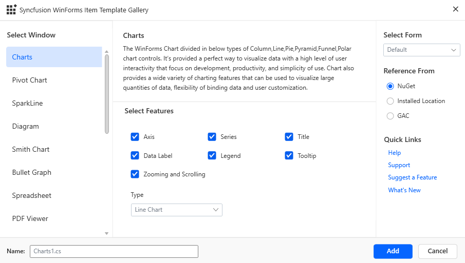 Syncfusion WinForms Item template components