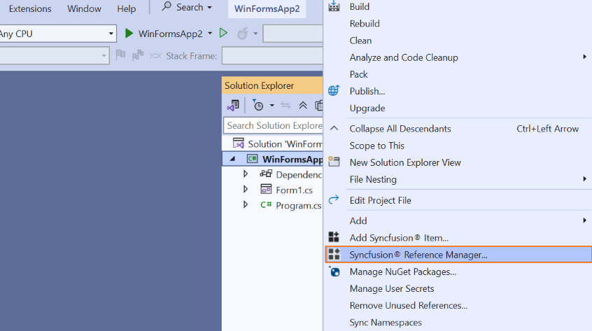 Syncfusion Reference Manager add-in