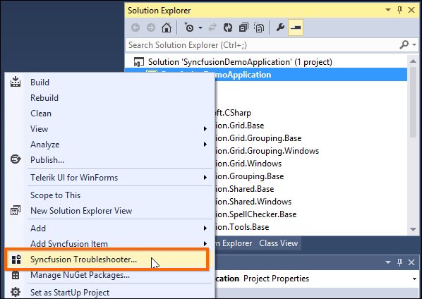 Syncfusion Troubleshooter add-in