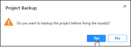 Syncfusion Troubleshooter backup dialog