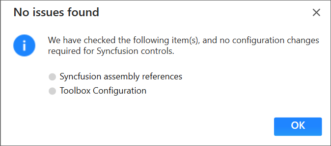 No configuration changes required dialog box
