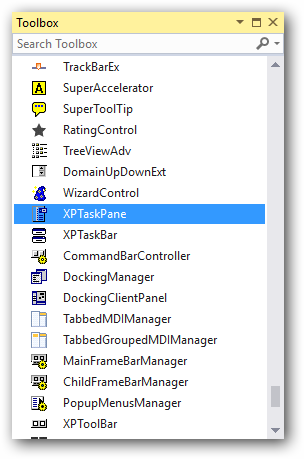 Drag and drop the XPTaskPane control into form