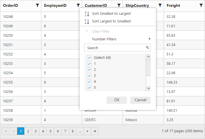 Excel Filter in AngularJS Grid