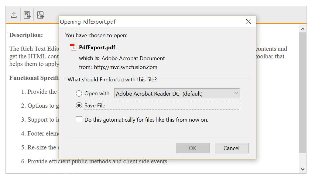 PDF export in AngularJS RichTextEditor