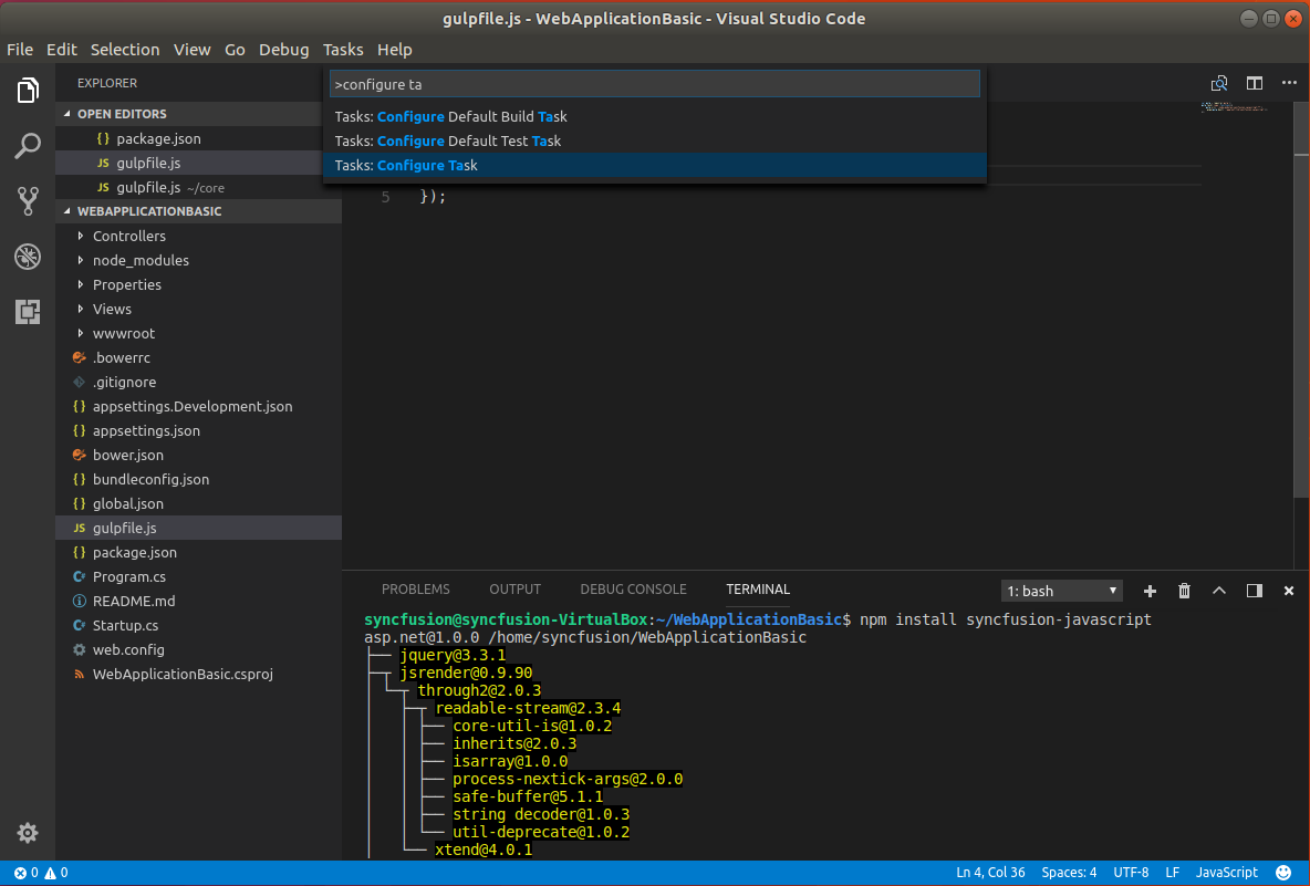 Configure Visual Studio Code in ASP.NET Core Application