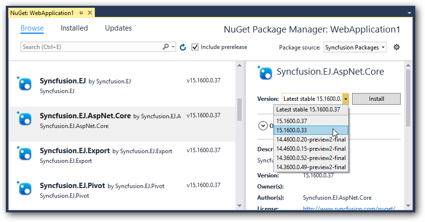 Syncfusion Packages will list in Nuget Package Manager