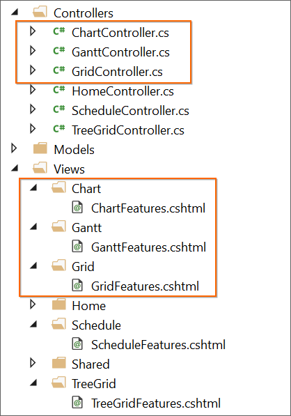 Required View and Class files add in the project for the chosen controls
