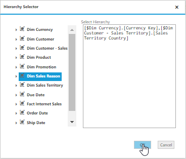Hierarchy selector in ASP NET pivot client control