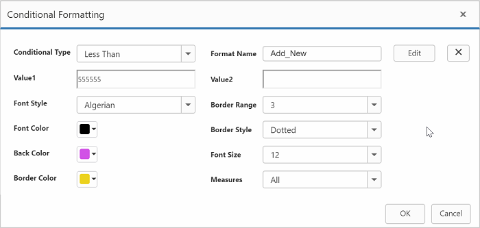 Conditional formatting dialog in ASP NET pivot grid control