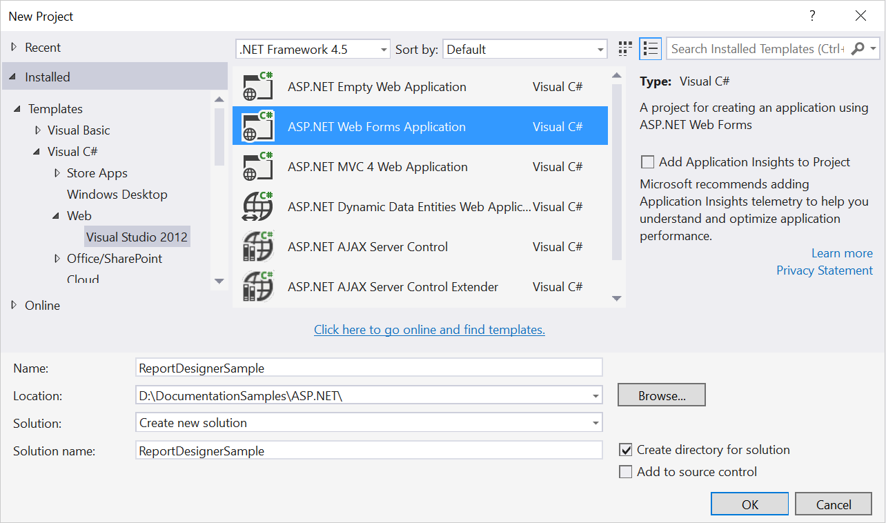 Getting Started with ASP.NET Webforms Report Designer